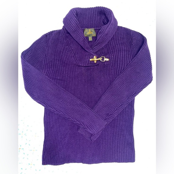Lauren Ralph Lauren Purple Ribbed Sweater - Picture 2 of 3